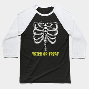 Trick Or Treat Funny Skeleton Halloween Design Baseball T-Shirt